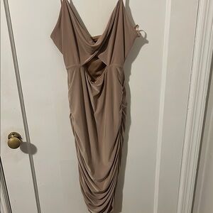 21 Saints Elegant Tan Draped Women's Dress
